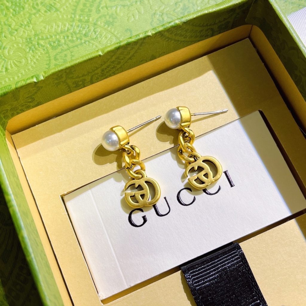 Gucci Pearl Double G Earrings Gold 645665 I4620 8078 - Image 6