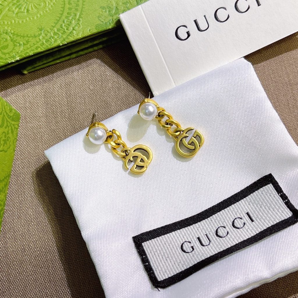 Gucci Pearl Double G Earrings Gold 645665 I4620 8078 - Image 5