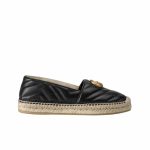 Gucci Espadrille Matelasse Chevron Leather With Double G Black 551890 Bko00 1000 - Image 10