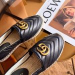 Gucci Espadrille Matelasse Chevron Leather With Double G Black 551890 Bko00 1000 - Image 8