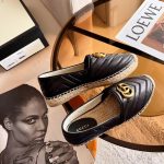 Gucci Espadrille Matelasse Chevron Leather With Double G Black 551890 Bko00 1000 - Image 9