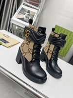 Gucci With Double G Ankle Boots Camel Ebony 719849 Aabd0 1183 - Image 8