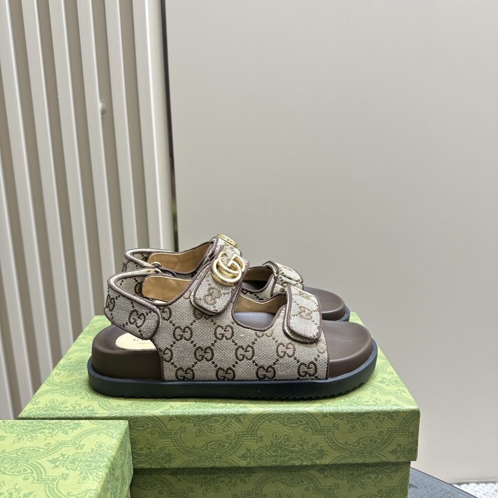 Gucci Double G Sandal Beige And Ebony 771575 G1730 9755 - Image 3