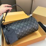 Louis Vuitton Soft Polochon Monogram Macassar Canvas Black 34Cm M46796 - Image 3