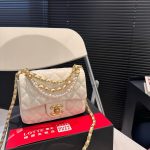 Chanel Mini Flap Bag Shiny Imitation Pearls And Gold Tone Metal White 17Cm AS4384 B15773 U2361 - Image 3