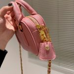 Prada Saffiano Lux Signature Mini Bauletto Bag Pink 19Cm - Image 4
