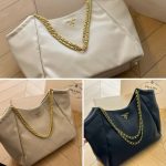 Prada Pomice Soft Leather Chain Tote Bag White 38Cm - Image 4