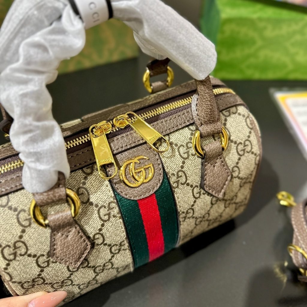 Gucci Ophidia Small Boston Bag GG Monogram Beige And Dark Brown 22Cm 772053 96IWG 8745 - Image 4