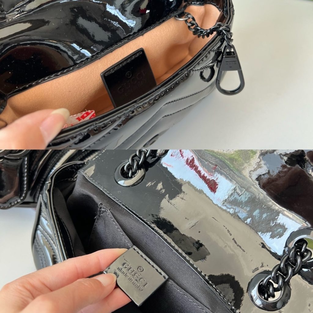 Gucci GG Marmont Patent Super Mini Bag Black Patent 17cm 476433 AACDE 1000 - Image 6