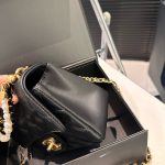 Chanel Mini Flap Bag Shiny Imitation Pearls And Gold Tone Metal Black 17Cm - Image 7