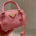 Prada Saffiano Lux Signature Mini Bauletto Bag Pink 19Cm - Image 8