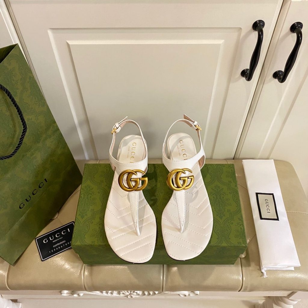 Gucci Double G Sandal Leather White 674840 Bko00 9022 - Image 9