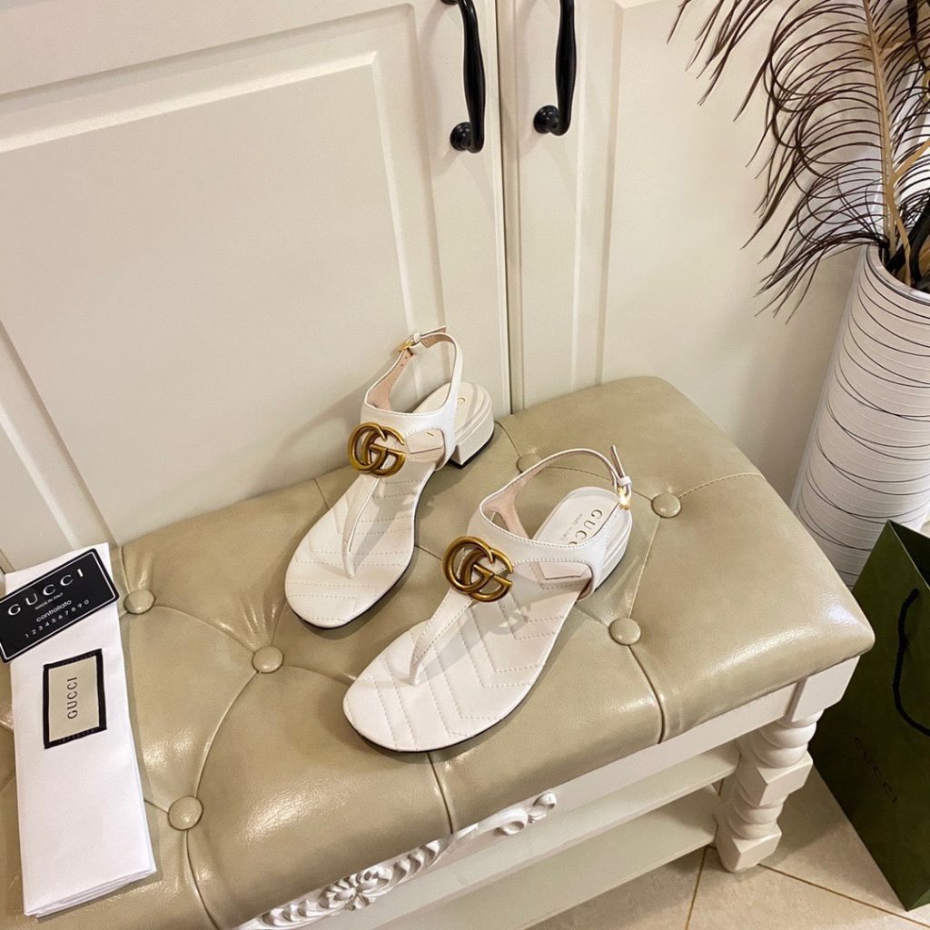 Gucci Double G Sandal Leather White 674840 Bko00 9022 - Image 7