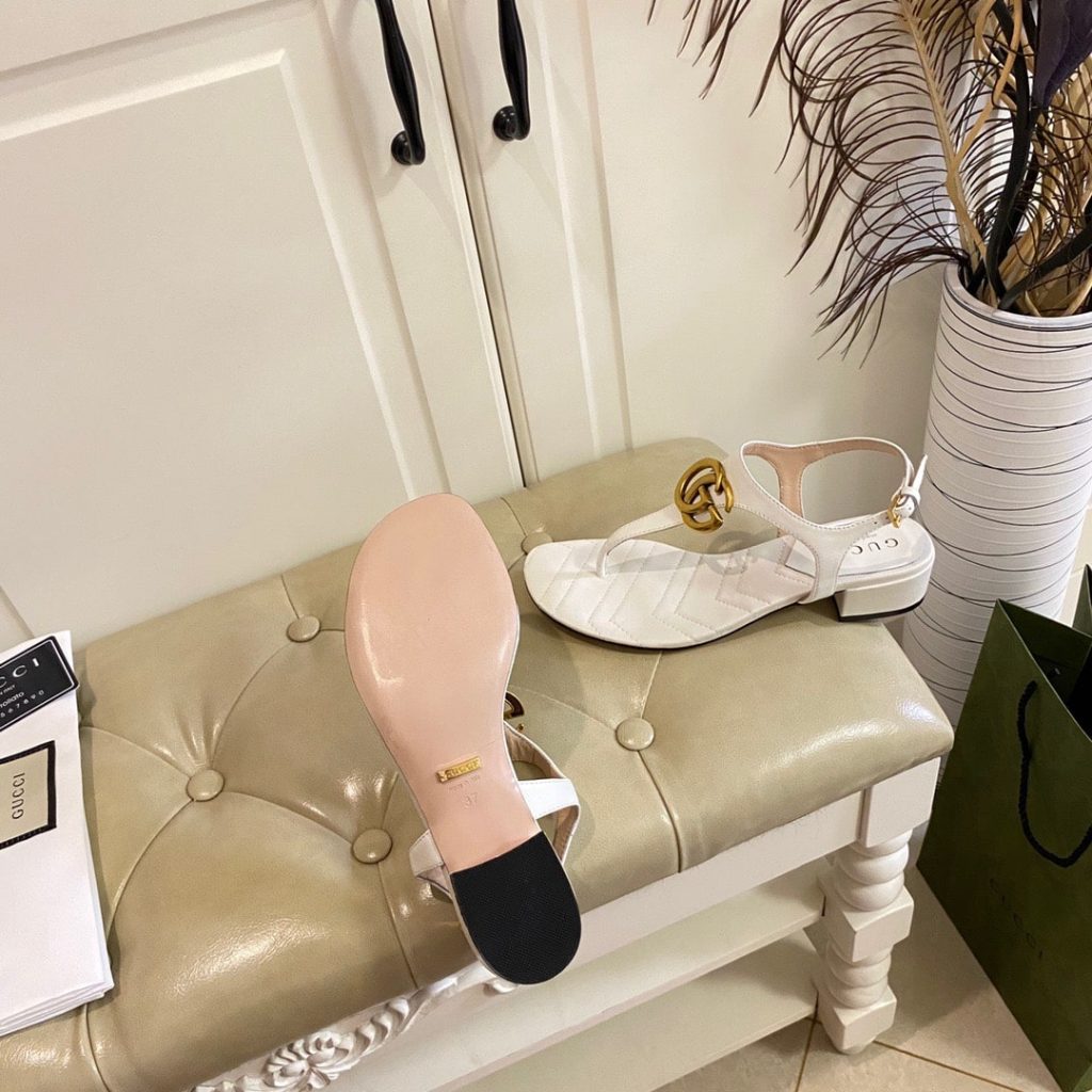 Gucci Double G Sandal Leather White 674840 Bko00 9022 - Image 4