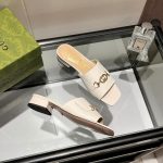 Gucci Zumi Leather Slide Sandal White 60241 C9D00 1000 - Image 5