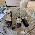 Gucci Gg Leather Heeled Sandal Black - Image 5