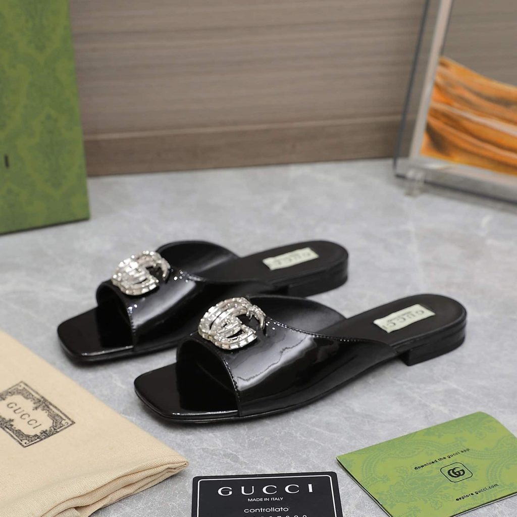 Gucci Gg Crystal Slippers Black - Image 3