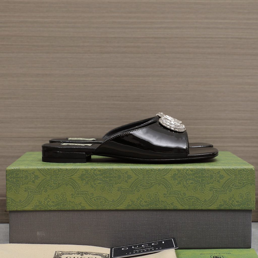 Gucci Gg Crystal Slippers Black - Image 4