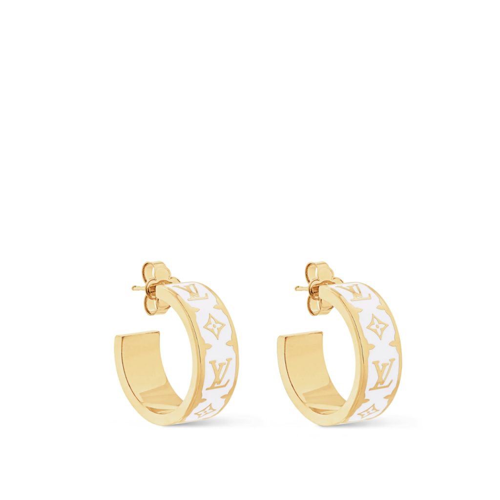 Louis Vuitton Nanogram Enamel Earrings White M01830 - Image 2