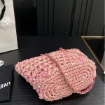 Chanel Straw Shoulder Bags Pink 27Cm - Image 4