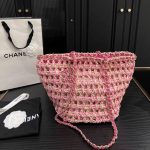 Chanel Straw Shoulder Bags Pink 27Cm - Image 3