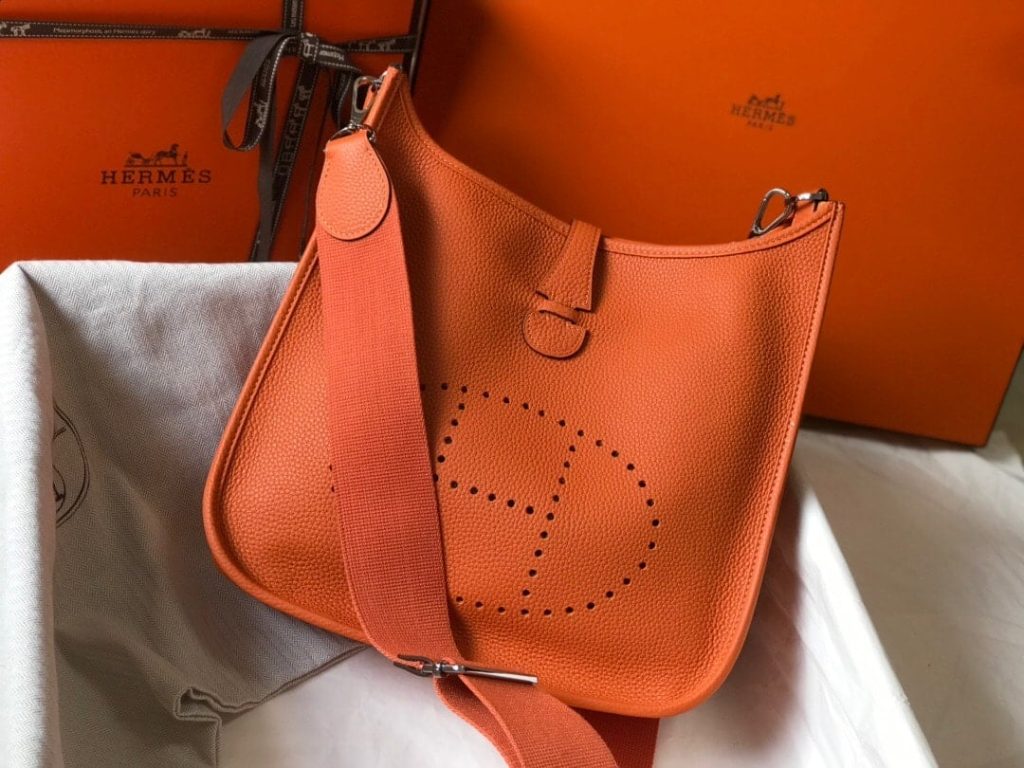 Hermes Clemence Evelyne Pm 25Cm Orange Feu - Image 3