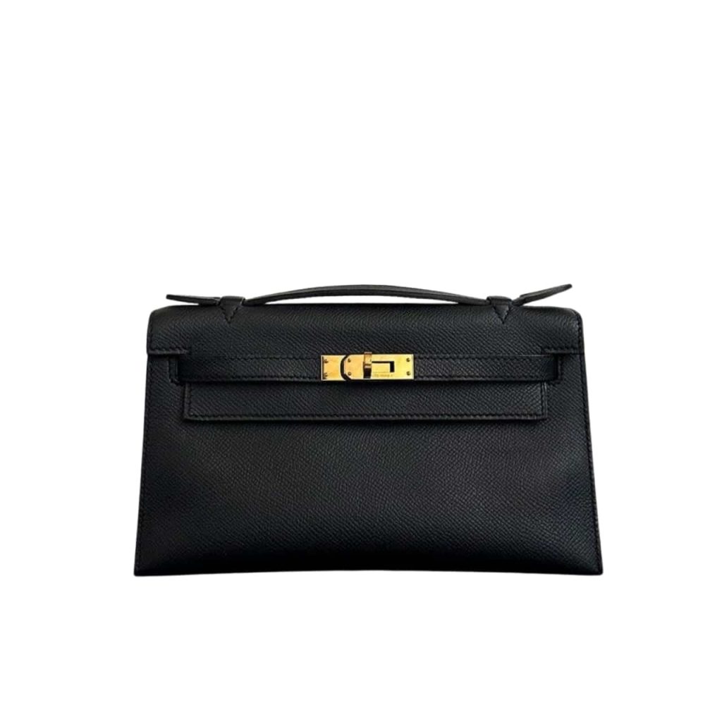 Hermes Mini Kelly Pochette Gold Toned Hardware Black 22Cm - Image 2