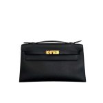 Hermes Mini Kelly Pochette Gold Toned Hardware Black 22Cm