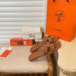 Hermes Slippers Flat Oran Brown H021056Z - Image 4