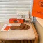 Hermes Slippers Flat Oran Brown H021056Z - Image 7