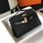 Hermes Mini Kelly Pochette Gold Toned Hardware Black 22Cm - Image 7