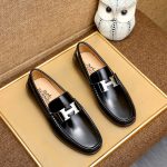 Hermes Men'S Loafer Moccasin Polish Leather With H Silver In Black - Image 3