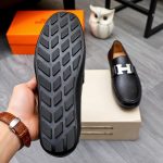 Hermes Men'S Loafer Moccasin Leather With H Silver Black - Image 10