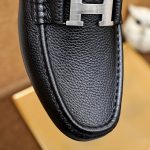 Hermes Men'S Loafer Moccasin Leather With H Silver Black - Image 7