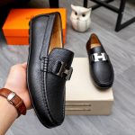 Hermes Men'S Loafer Moccasin Leather With H Silver Black - Image 6