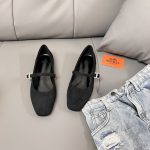 Hermes Jane Ballet Flat In Velvet Noir H242046Z 02370 - Image 4