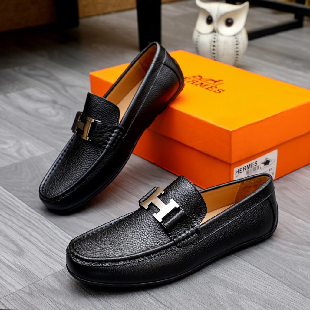 Hermes Men'S Loafer Moccasin Leather With H Silver Black - Image 5