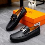 Hermes Men'S Loafer Moccasin Leather With H Silver Black - Image 5