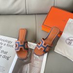 Hermes Oran Sandal Bleu Brut Gold H221105ZV48340 - Image 6