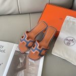 Hermes Oran Sandal Bleu Brut Gold H221105ZV48340 - Image 5