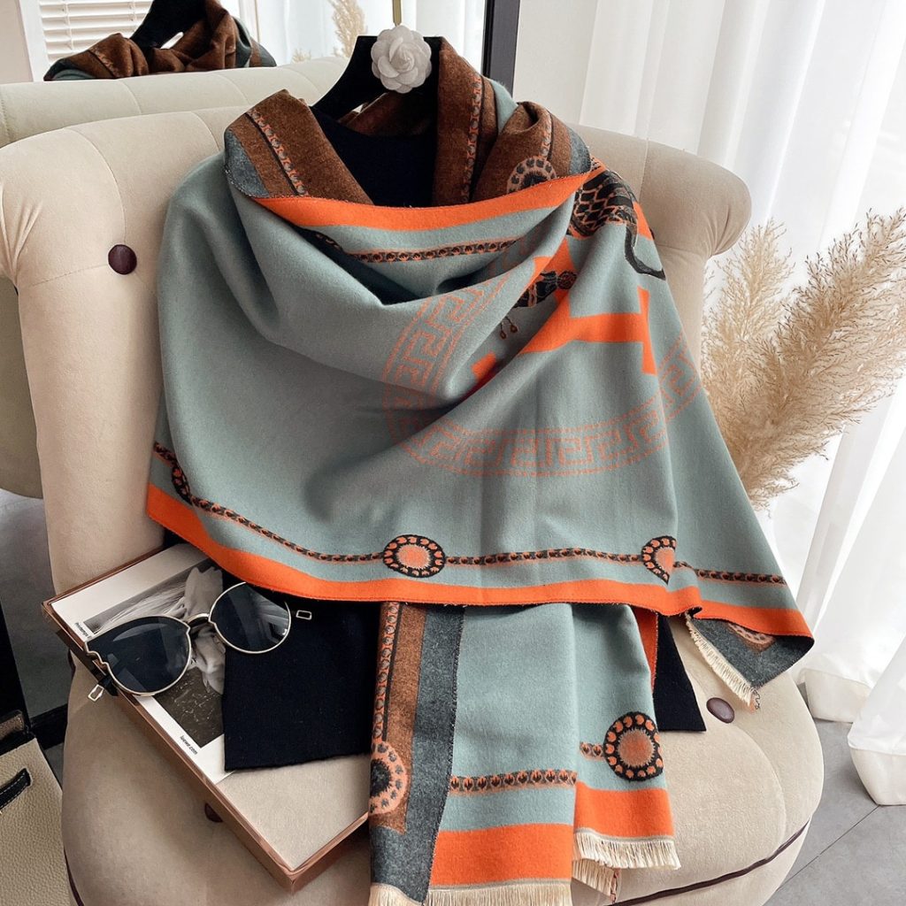 Hermes Cashmere Muffler Blue - Image 4