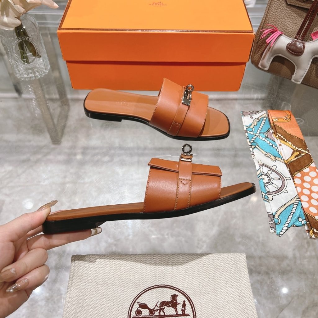 Hermes Giulia Sandal Brown H231056Z A3360 - Image 7