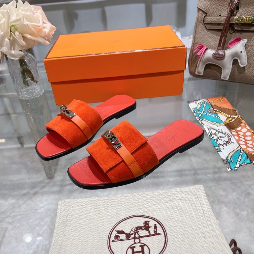 Hermes Giulia Sandal Orange H232130Z 5H360 - Image 4