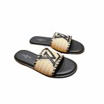 Louis Vuitton Lock It Flat Raffia Mules Black