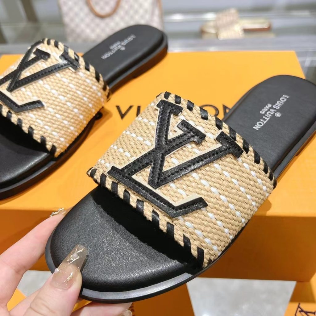 Louis Vuitton Lock It Flat Raffia Mules Black - Image 6