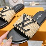 Louis Vuitton Lock It Flat Raffia Mules Black - Image 6
