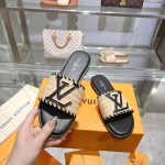 Louis Vuitton Lock It Flat Raffia Mules Black - Image 7