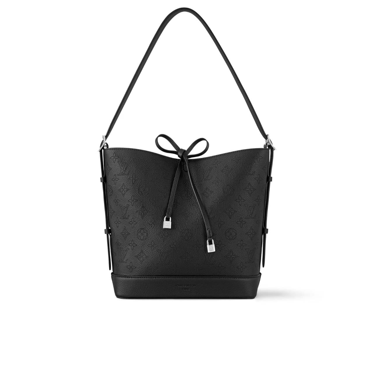LVB-123.jpg Louis Vuitton Flore Perforated Mahina Black 22Cm M12139 - Image 1