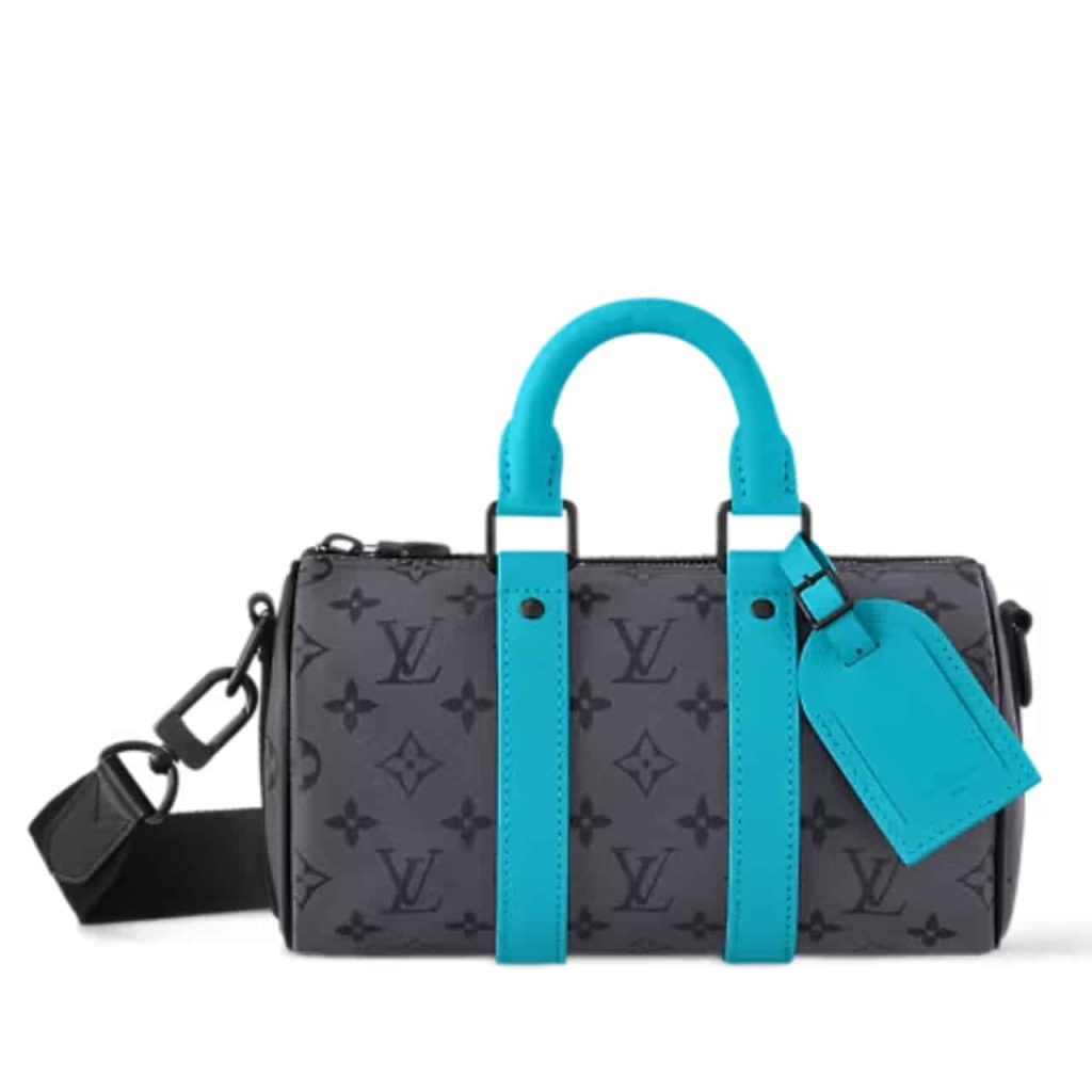 Louis Vuitton Keepall Bandoulière 25 Monogram Eclipse Reverse Coated Canvas Turquoise 25cm M11645 - Image 2