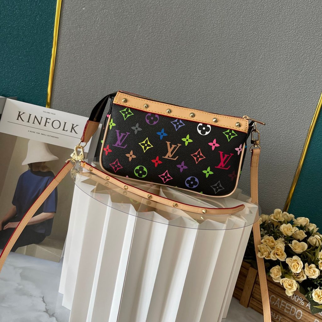 Louis Vuitton Pochette Accessoires Monogram Multicolore Black 22Cm - Image 3